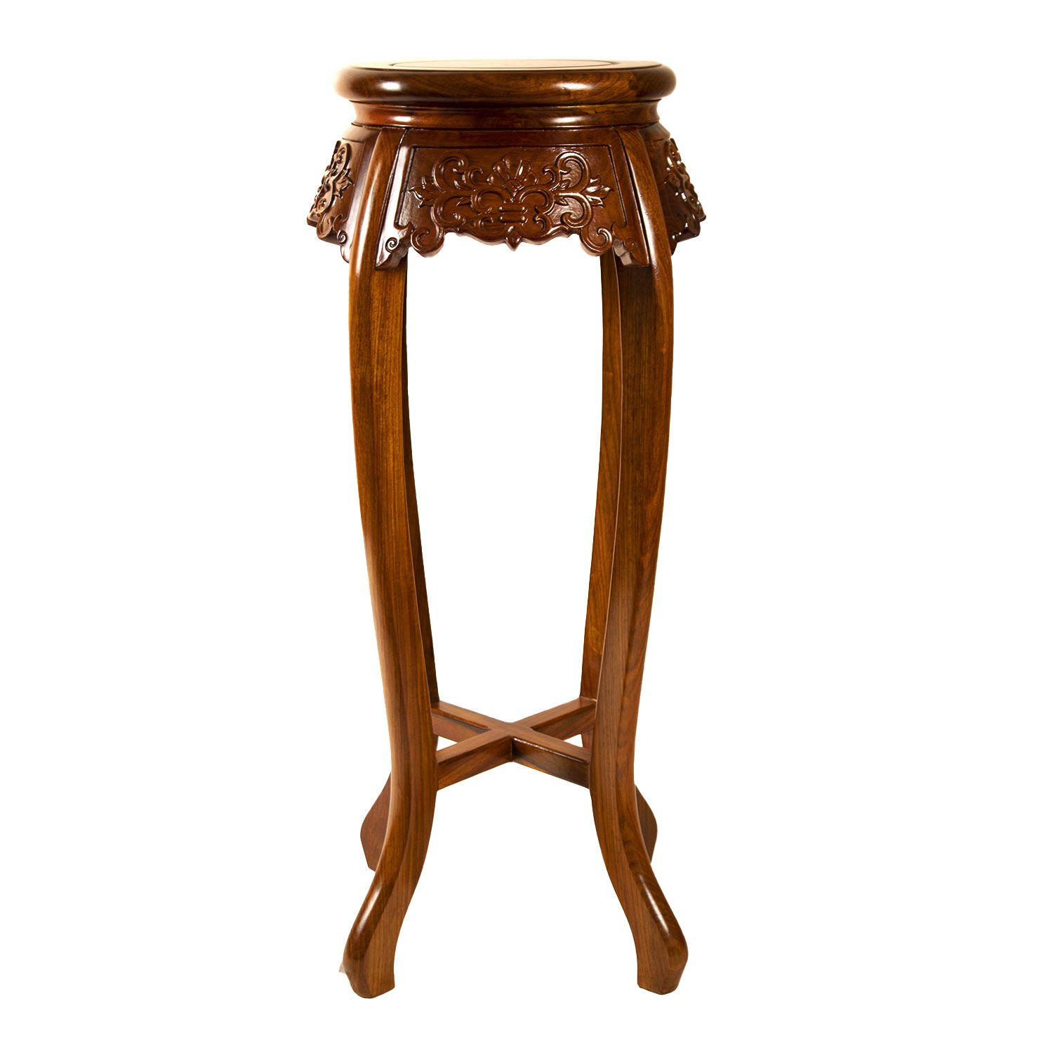 Rosewood Round Flower Stand Grape Design with Natural Finish